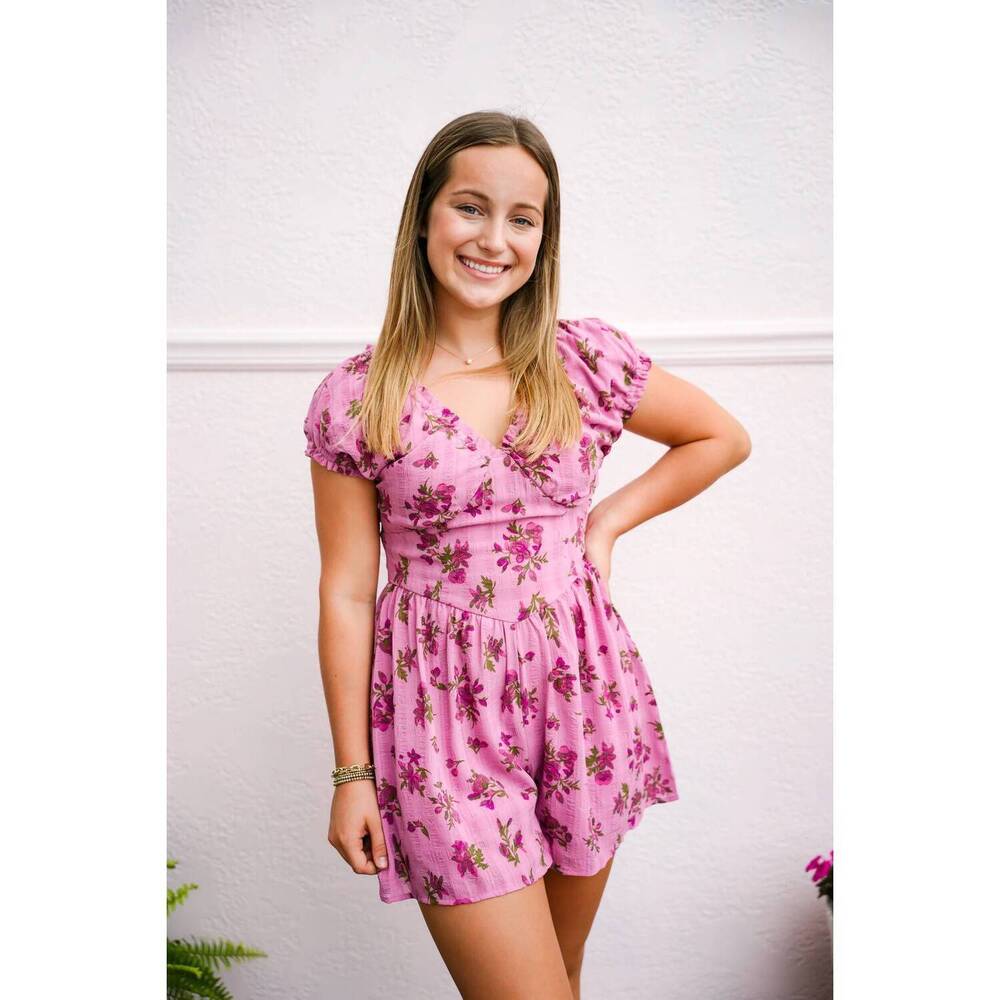 NEW VERY J floral romper in pink
